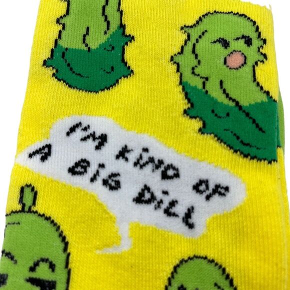 Oooh Yeah Pickle Socks Big Dill Size Doesn't Matter Novelty Print Unisex Yellow - Picture 3 of 15